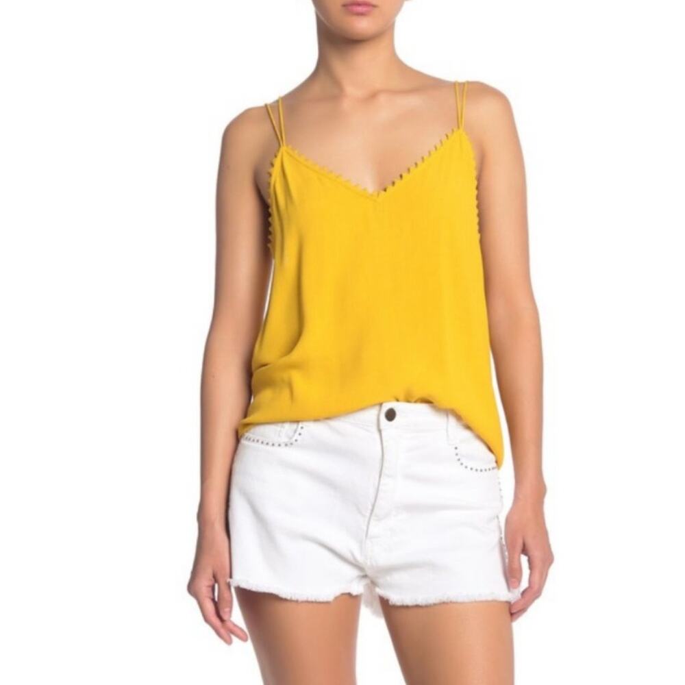 BA&SH Fox Camisole Size Medium Tank Cami Yellow Picot Trimmed Crepe Straps VNeck